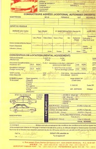 Το συμβόλαιο για το αυτοκίνητο που νοίκιασα στο Dakar