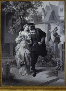 Theodor Pixis (1831 - 1908): "Faust und Gretchen, Marthe und Mephisto im Garten". Frankfurt am Main, Goethe-Haus und Goethe-Museum.