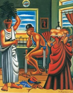 Νίκος Εγγονόπουλος: "Ερμής εν αναμονή". Λάδι σε μουσαμά (1938)